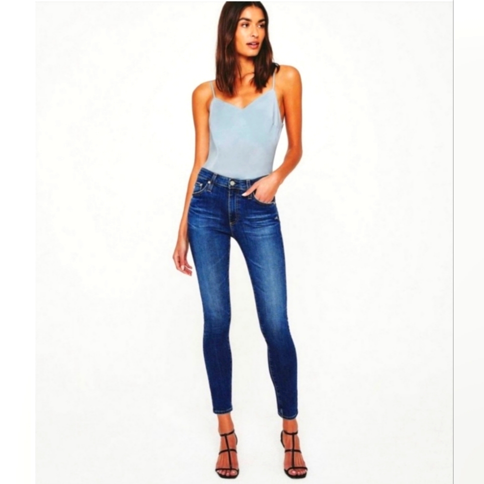 Ag Adriano Goldschmied Jeans The Farrah Skinny Ankle Dark Blue Highrise